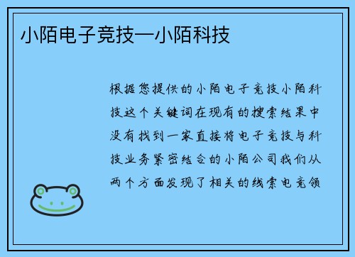小陌电子竞技—小陌科技